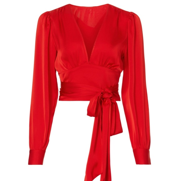 Marissa Webb Tops - Marissa Webb x RTR Tie Waist Satin Top, 2
